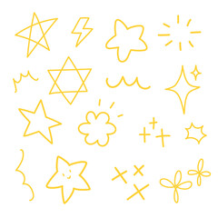 Various star and abstract sparkle doodle hand drawn for element and illustration