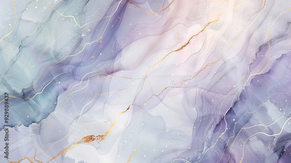 Poster A serene marble texture features rounded edges and swirls of soft colors, creating a tranquil and elegant aesthetic