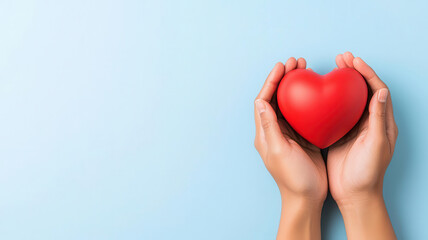 Fototapeta premium Hands holding a heart, World Mental Health Day, USA theme, world mental health day symbol