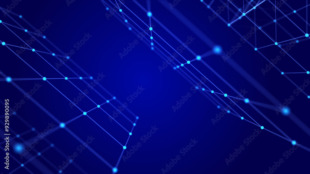 Poster Information storage cells. Abstract background with dots and lines. Network connection structure. Big data digital background. 3D rendering.