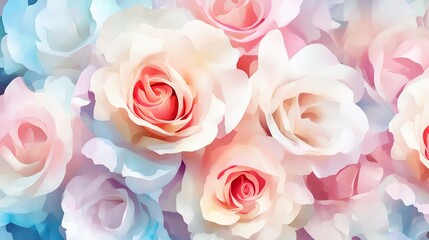 Fototapeta premium A delicate arrangement of pastel roses in soft hues, perfect for adding elegance and beauty to any floral design.
