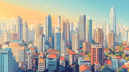 Obraz premium Sunrise Over the Cityscape