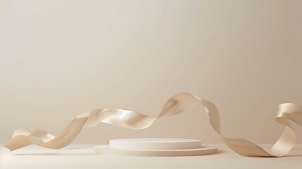 small podium background, warm color with ribbons 01