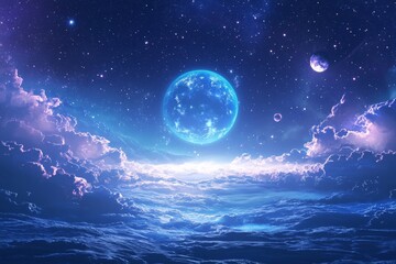 Space cosmic illustration with planets scene created with Generative AI