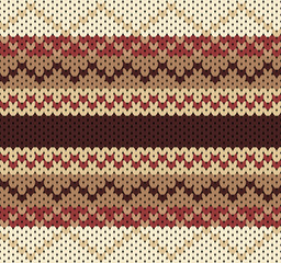 Warming Color Knitting Pattern. Geometric Vector Illustration Background for Textile Print Design.