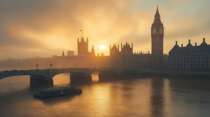 Fototapeta premium London Sunset with Big Ben and Houses of Parliament