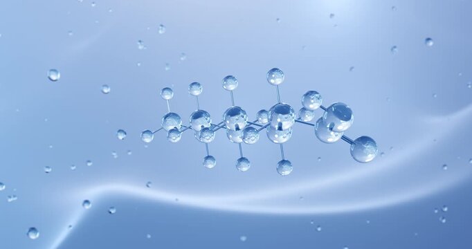 Caprylic acid rotating molecular structure, 3d model of molecule, octanoic acid, looped video