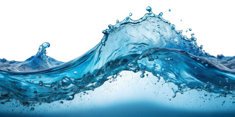 Fototapeta premium Curved Splashing Water Wave with Droplets on Transparent Background