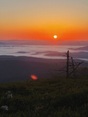 Sunset over the Carpathian Mountain
