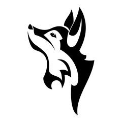 Fox silhouette for logo design isolated on transparent background.