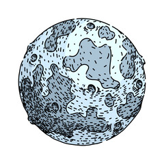 orbit moon hand drawn. tides surface, exploration landing, Apollo satellite orbit moon vector sketch. isolated color illustration