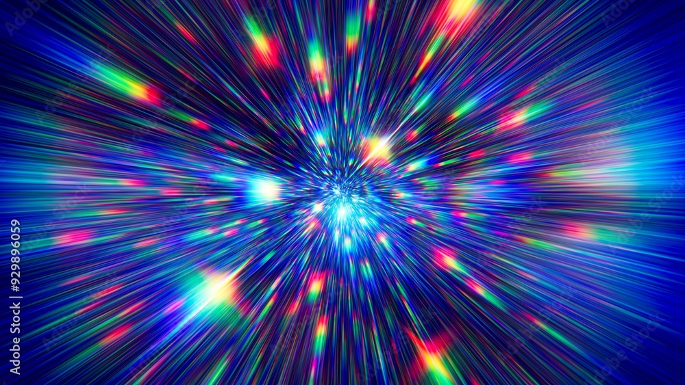 Aufkleber flight to the stars at the speed of light. portal for hyperspace jump. colorful glowing cosmic backg
