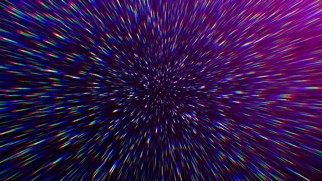 Flight to the stars at the speed of light. Portal for hyperspace jump. Colorful glowing cosmic background. Hyper Speed teleport. Time warp. Space traveling. Explosion in universe. Big bang. 3d render