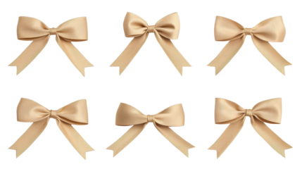 Set of elegant beige bows perfect for gift wrapping, decorations, and craft projects. Add charm to your events and creations.
