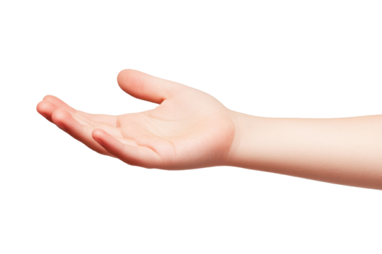 A close-up of an open human hand, symbolizing generosity, assistance, and connection in a minimalist style.