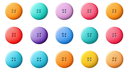 A vibrant collection of colorful buttons arranged in a grid, perfect for sewing, crafting, or decorative designs.