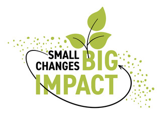 Fototapeta premium Small Changes, Big Impact slogan - bulb and gears, abstract drawn style