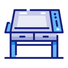 Drafting table with drawers and digital controls