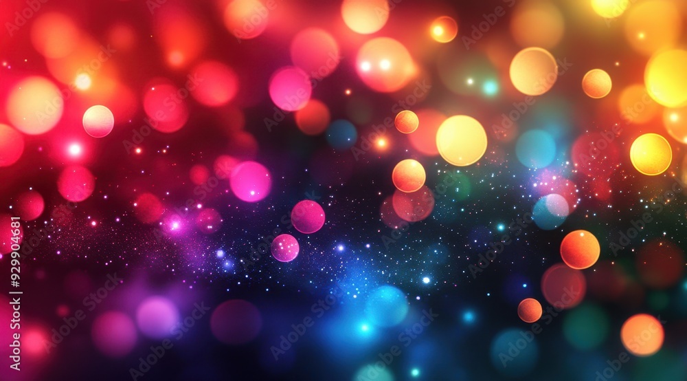 Poster a mesmerizing, colorful background of lights with various hues and patterns that create an abstract,