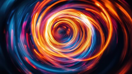 Vibrant Abstract Swirling Vortex of Colorful Light Trails in Motion - Dynamic and Energetic Digital Art Background