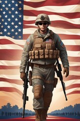 Happy Veterans Day with American flags as well as the awesome background