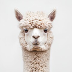 Obraz premium Transparent background with a close up of an alpaca