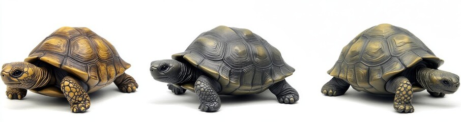 Obraz premium On a transparent background, a group of turtles is isolated