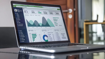 Professional thumbnail for a finance YouTube channel, showing a laptop with financial charts on the screen