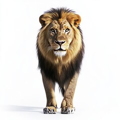 Fototapeta premium Standing lion with white background, full body portrait