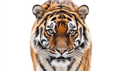 Obraz premium This is a portrait of a tiger that has an angry face and an open mouth, isolated on a transparent background