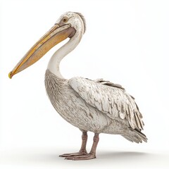 Fototapeta premium Isolated white background with a full body of a pelican bird