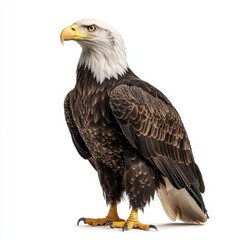Fototapeta premium A portrait of a bald eagle isolated on a transparent background, stock photo