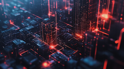 Fototapeta premium abstract professional business team people connection of line from nail node to node on cityscap and skyline background , innovation networking concept