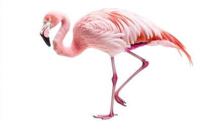 Pink flamingo with transparent background isolated on a tropical tropical island