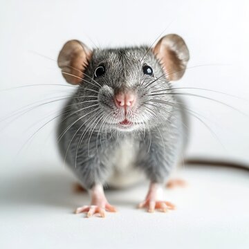 Gray rat isolated on transparent background with a face view
