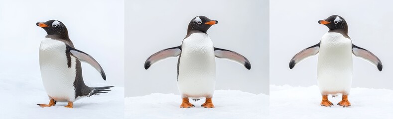 Fototapeta premium On a transparent background, king penguins stand in a set