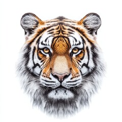 Fototapeta premium Tiger head face shot against transparent background, wildlife animal