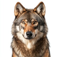Obraz premium Black and white cutout of Grey Wolf (Canis lupus) in front of white background