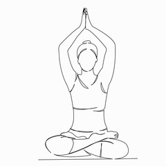 One continuous single drawn line art doodle yoga, exercise, pose, female, people, asana. isolated image hand-drawn contour on a white background