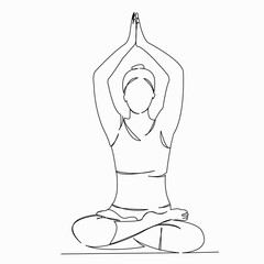 One continuous single drawn line art doodle yoga, exercise, pose, female, people, asana. isolated image hand-drawn contour on a white background