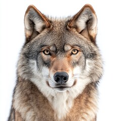 Obraz premium An isolated gray wolf on a transparent background, close up