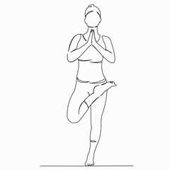 One continuous single drawn line art doodle yoga, exercise, pose, female, people, asana. isolated image hand-drawn contour on a white background
