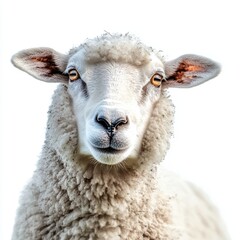 Isolated closeup of a sheep head on a transparent background