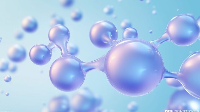 Light Blue Molecular Structure Abstract Background - Molecular Atomic Science Chemistry 3D Illustration, Abstract Structure for Science or Medical Background