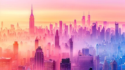 Fototapeta premium Vibrant Modern Cityscape with Skyscrapers and Urban Elements