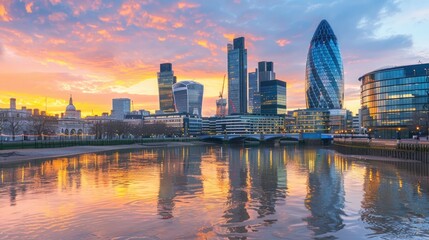 Fototapeta premium Vibrant Modern Cityscape with Skyscrapers and Urban Elements