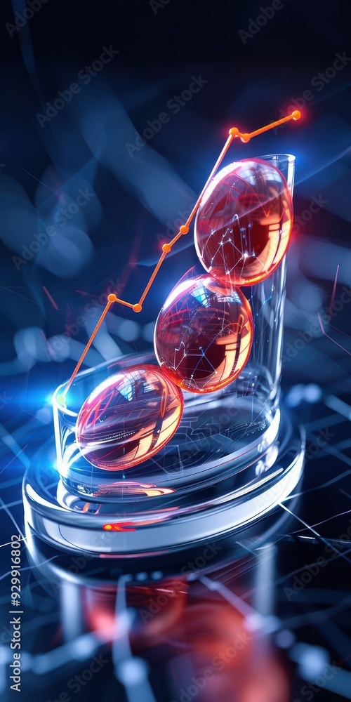 Aufkleber a vibrant graph displaying upward trends with capsules, symbolizing growth and data analysis in a mo