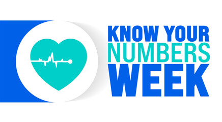 Know Your Numbers Week is observed every year in September. Holiday concept. Template for background, banner, card, poster, placard, design template with unique shapes with standard color.