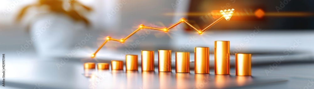 Poster dynamic graph showcasing growth and progress with upward trends, representing financial success and 