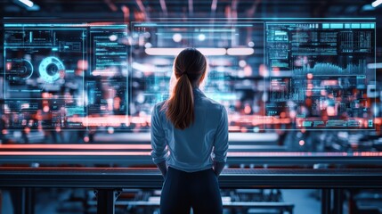 Woman overseeing a fully automated production line